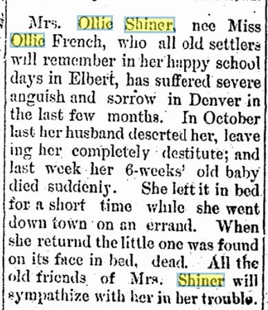Article about Olive Esther French Shiner