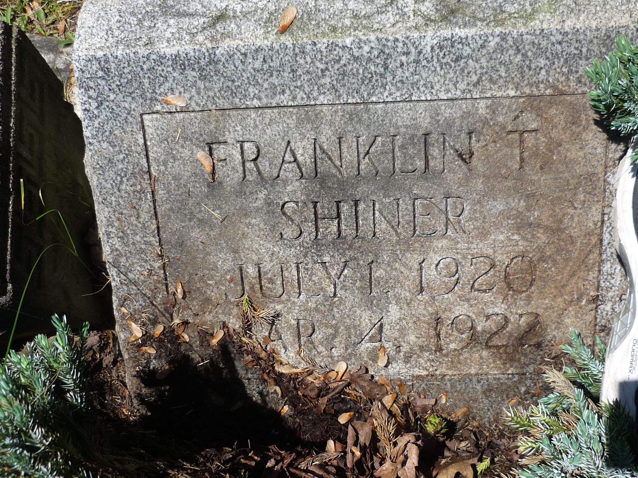 Headstone - Franklin T Shiner