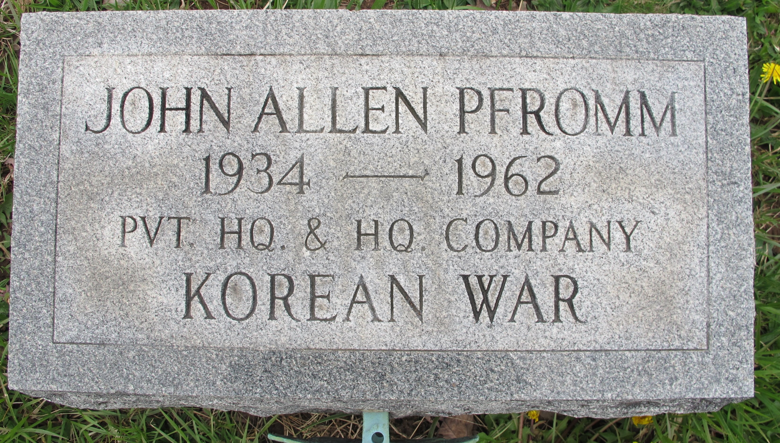 Headstone - Pfromm, John Allen