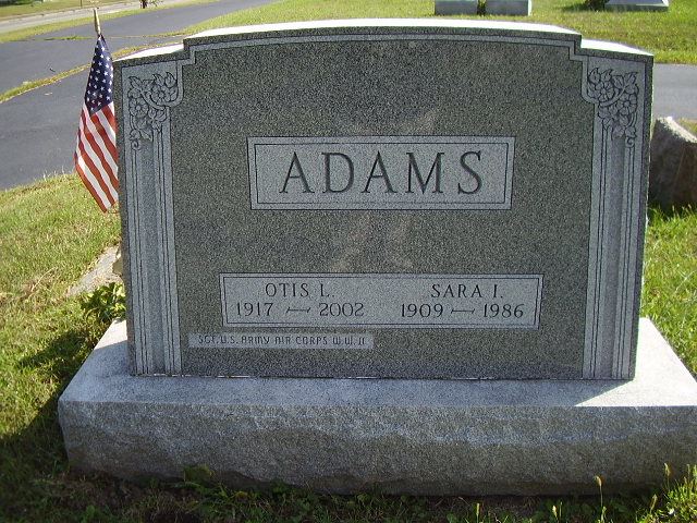 Headstone: Adams - Otis L. & Sara I.