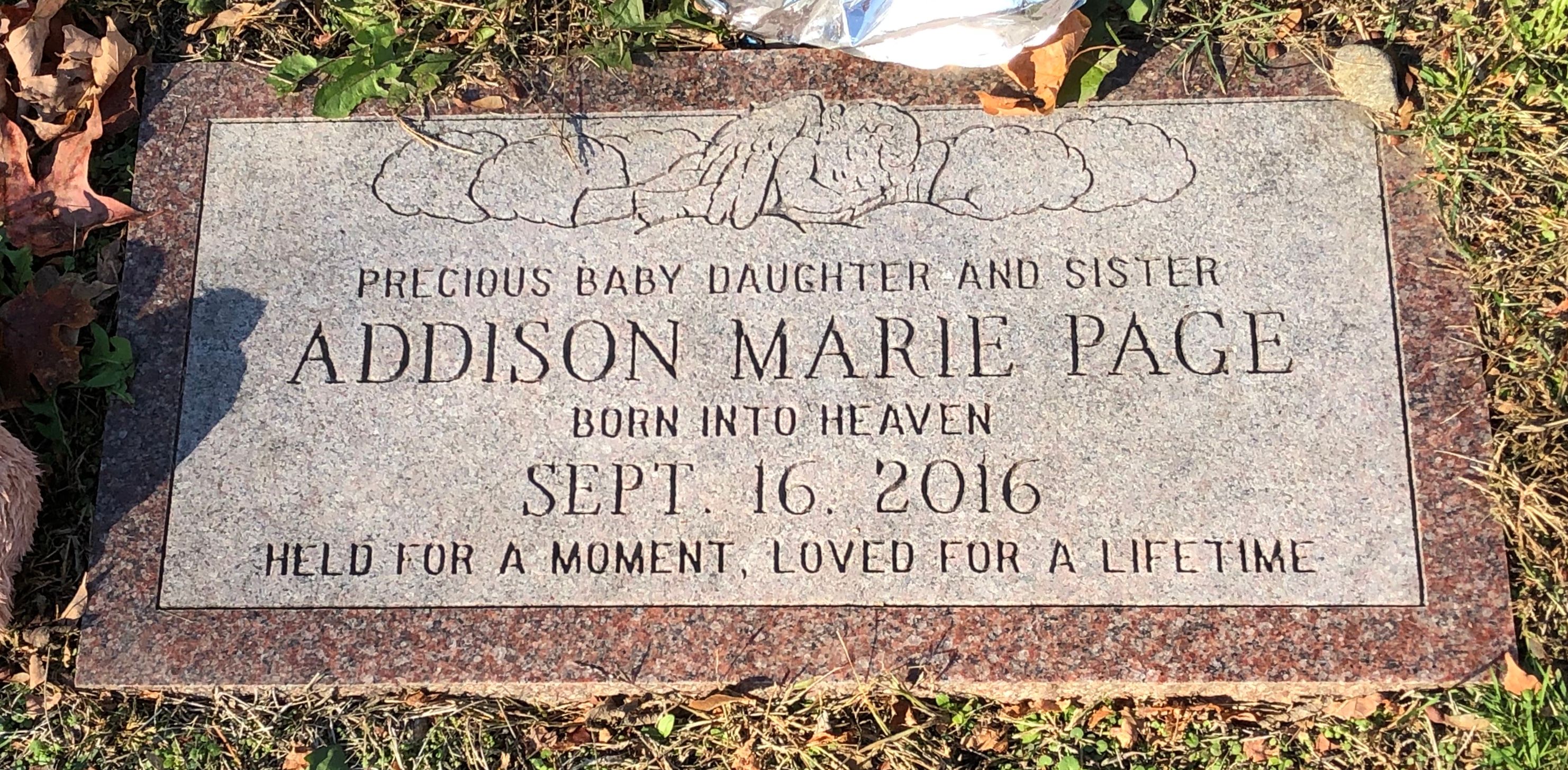 Headstone: Addison Marie Page