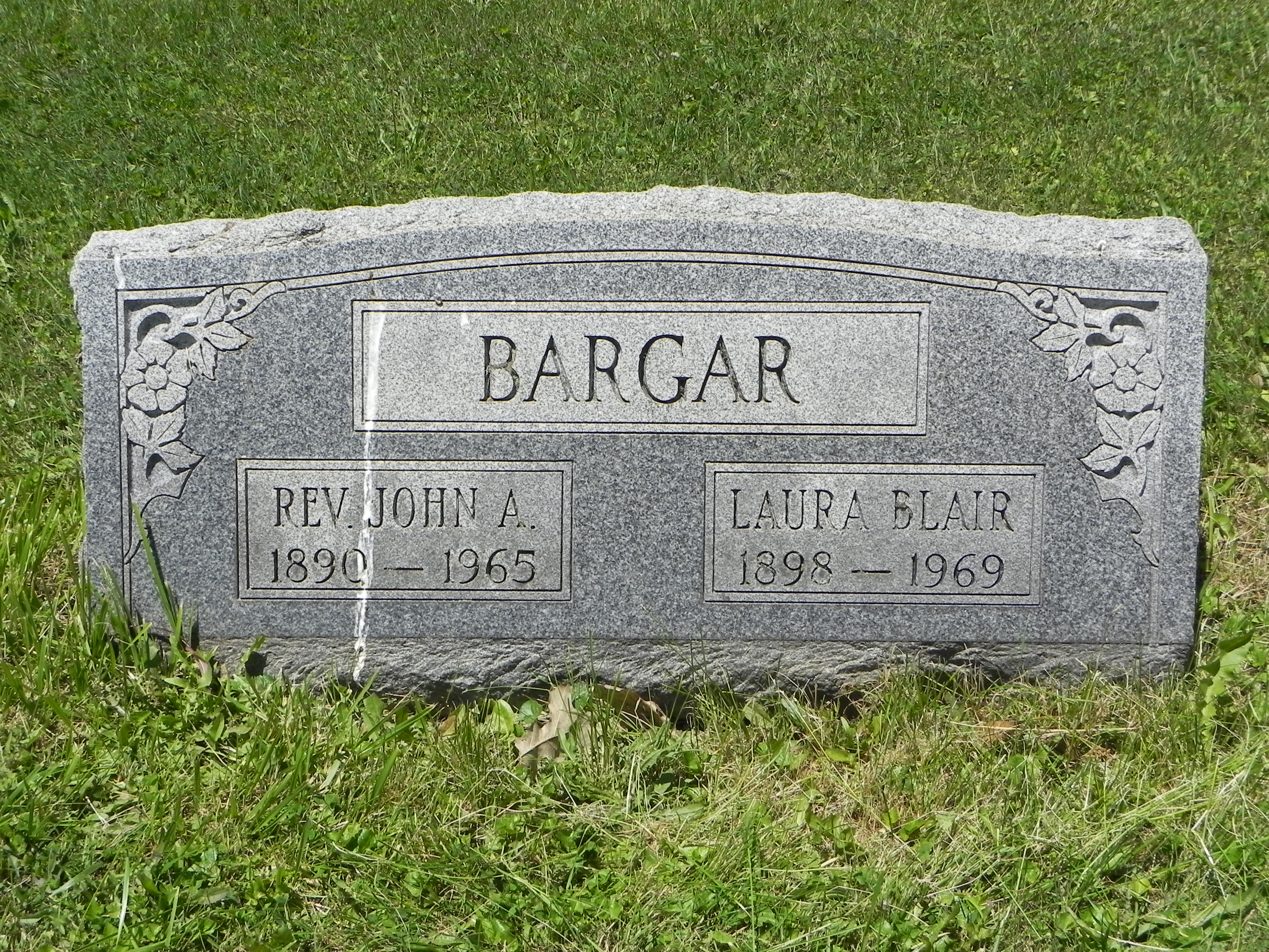 Headstone: Bargar - John A. & Laura Blair