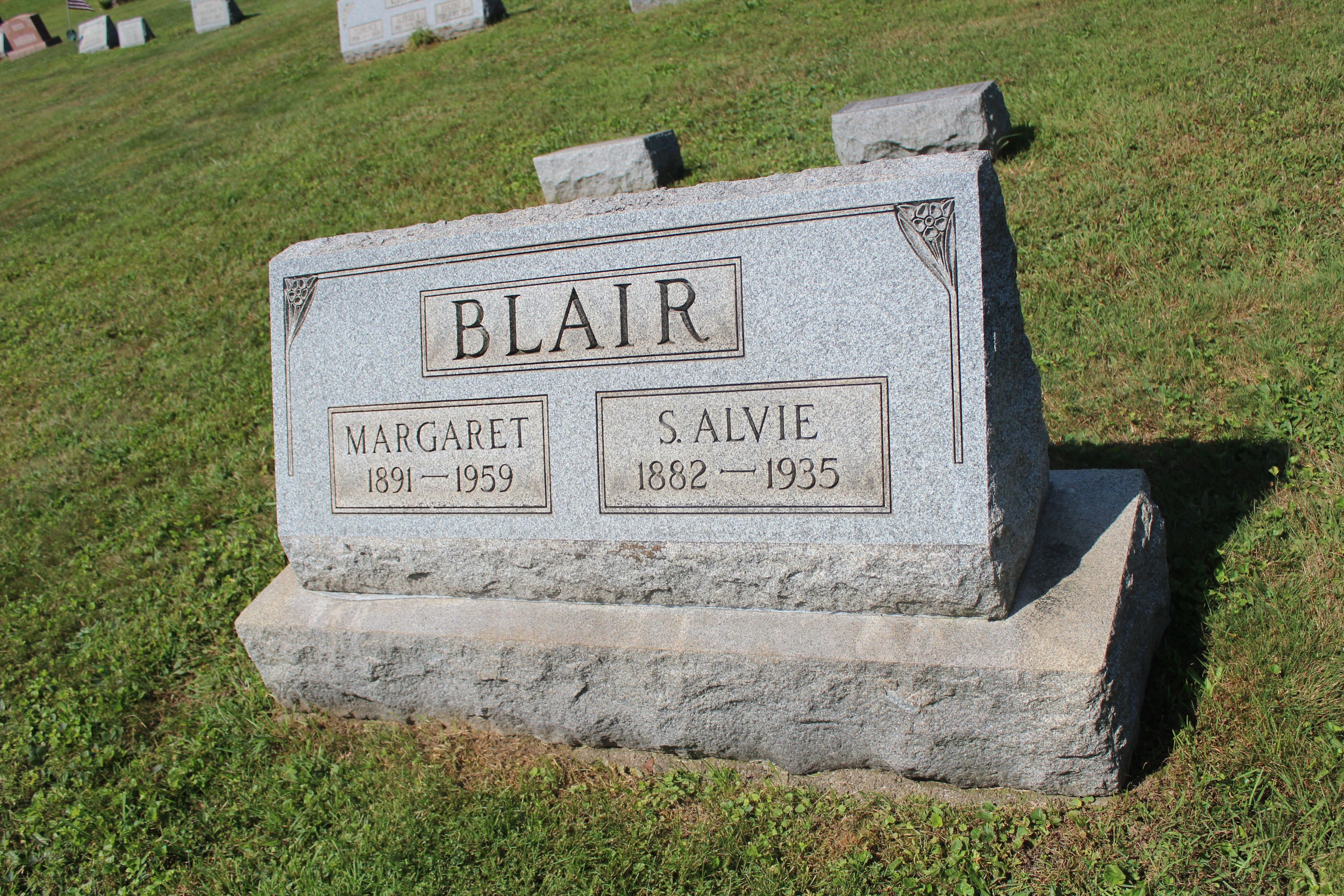 Headstone: Blair - Margaret & S. Alvie