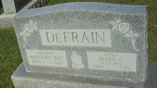Headstone: DeFrain - Margaret May & Minnie O.