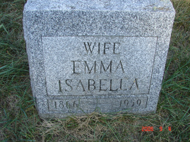 Headstone: Emma Isabella Nye
