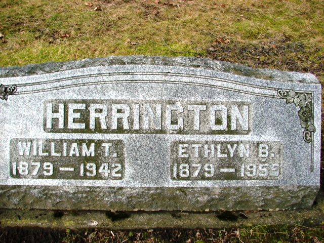 Headstone: Herrington - William T & Ehtyl B