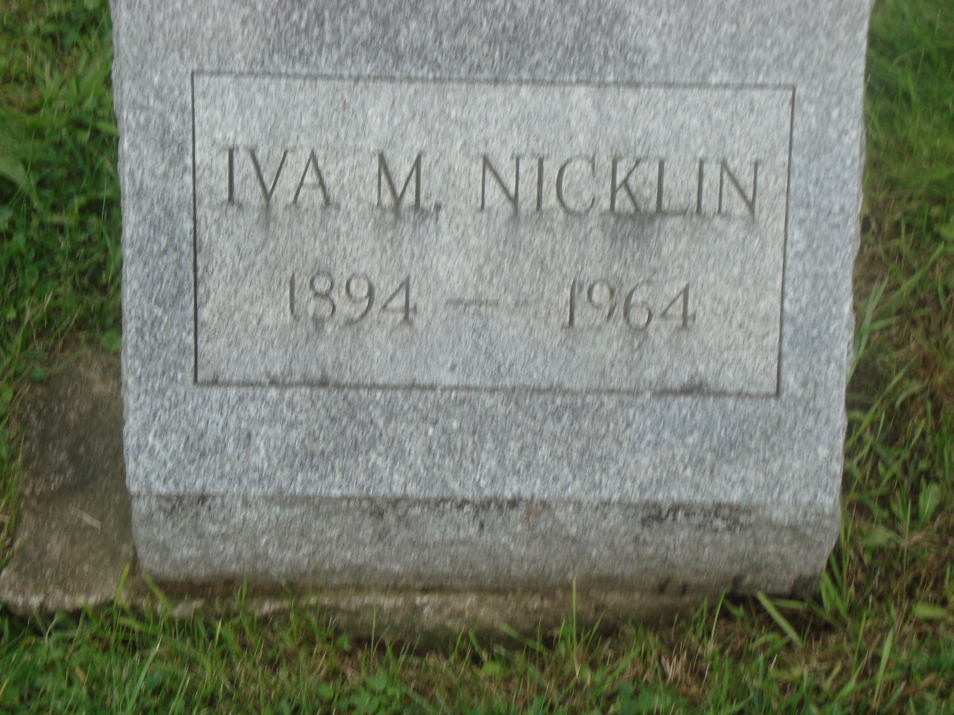 Headstone: Iva M. Nicklin