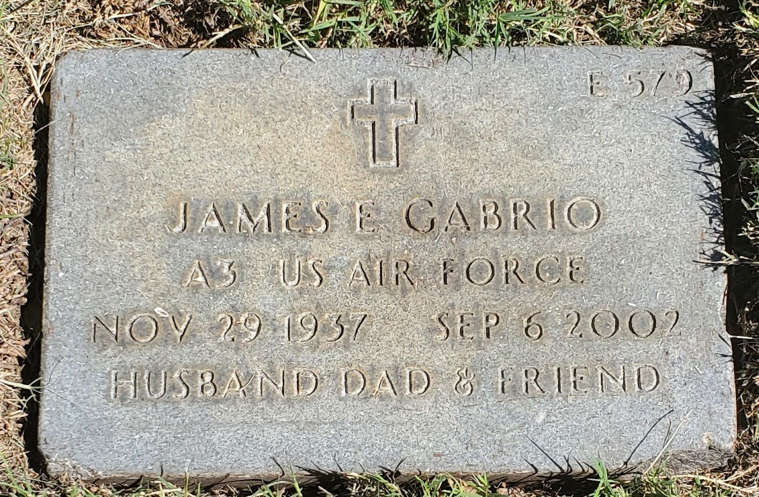 Headstone: James E Gabrio
