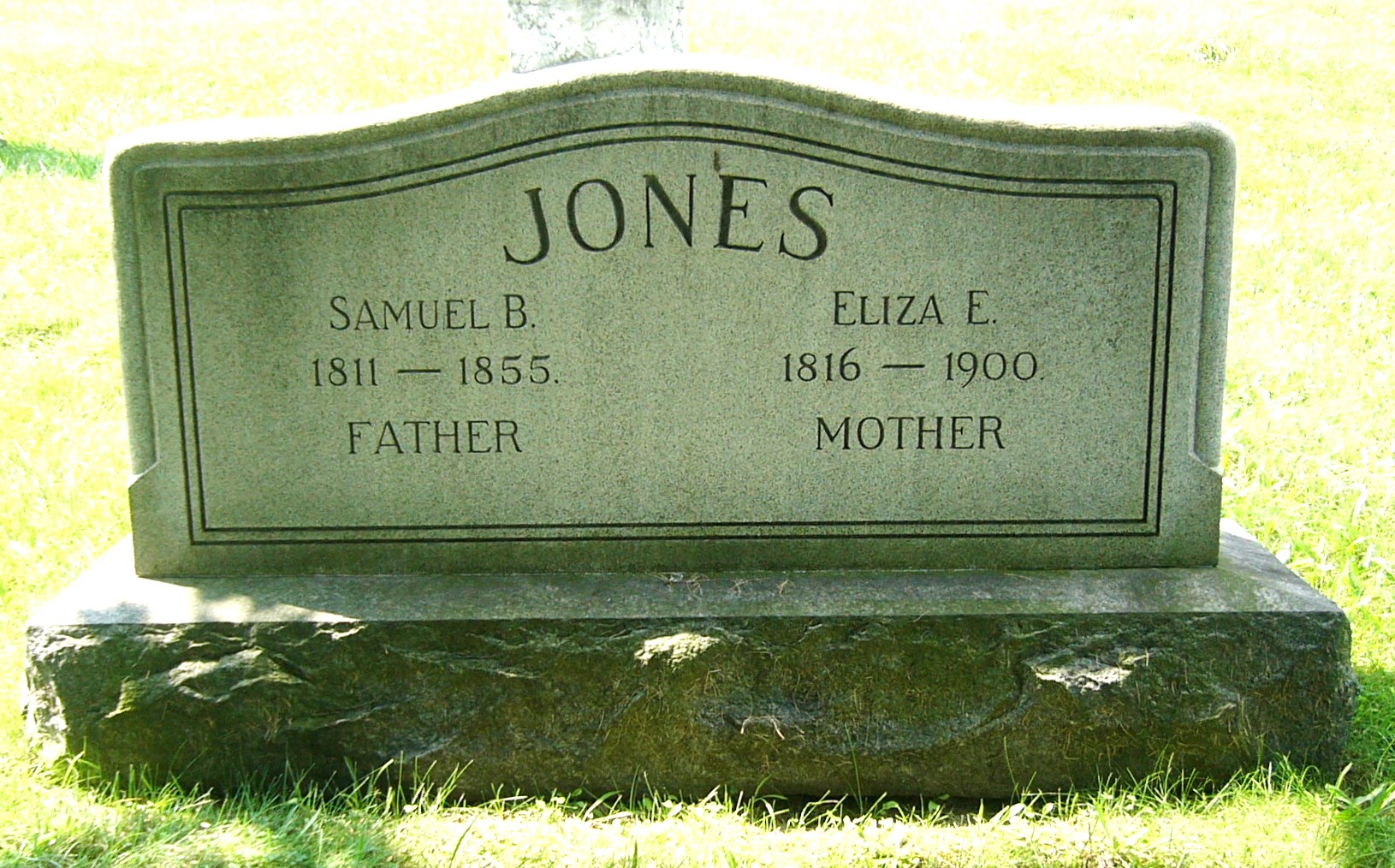 Headstone: Jones - Samuel B. & Eliza E.