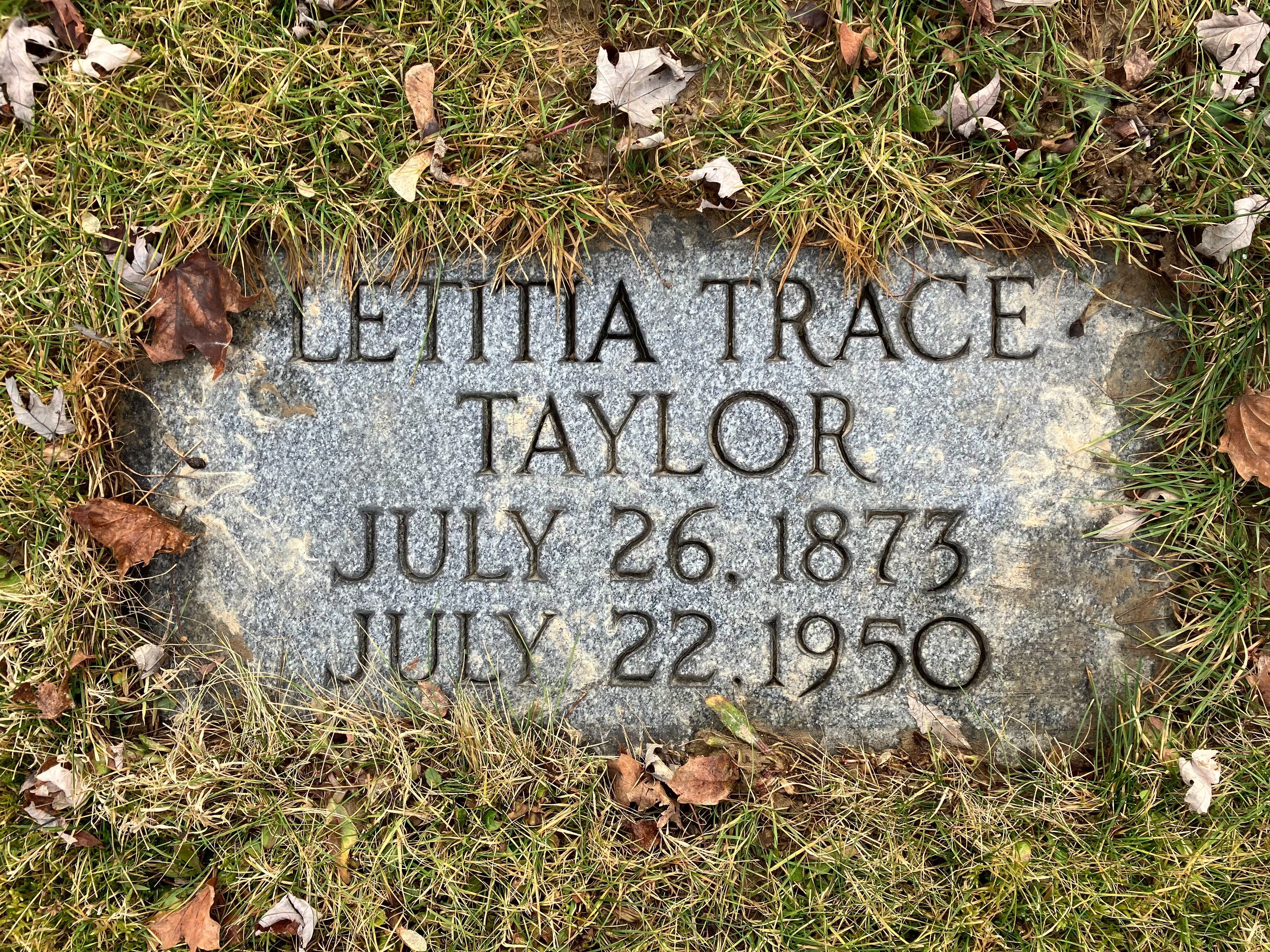 Headstone: Letitia Trace Taylor