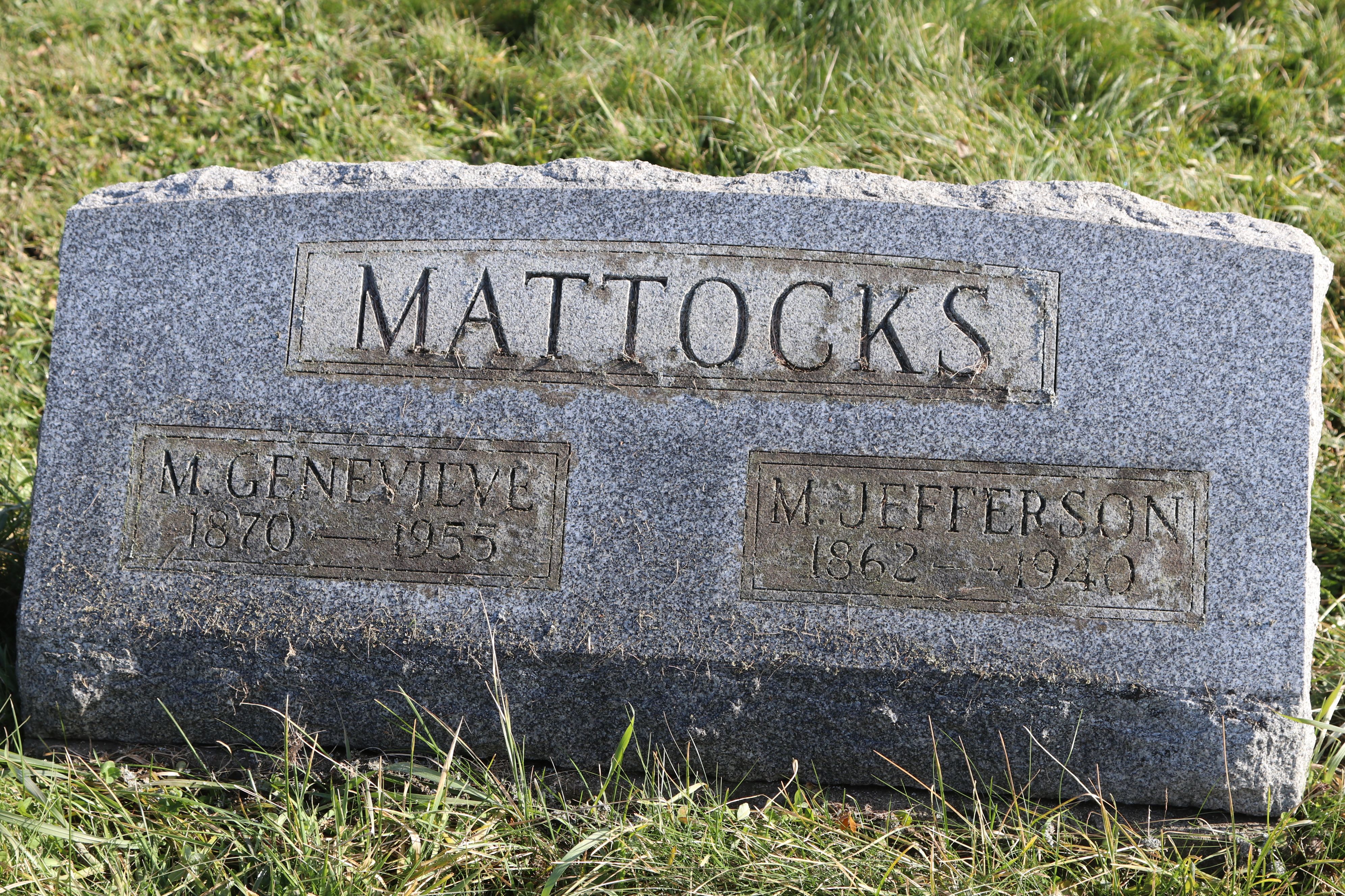 Headstone: Mattocks - M. Genevieve & M. Jefferson