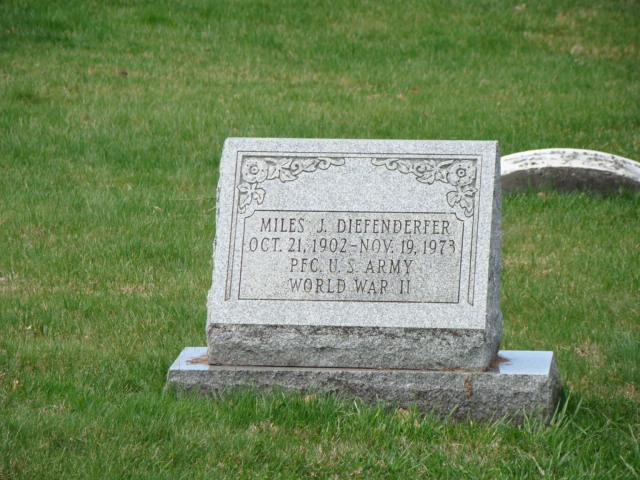 Headstone: Miles J. Diefenderfer