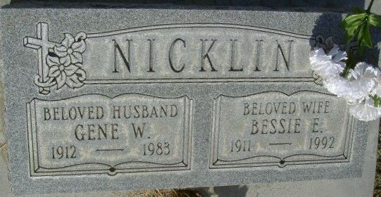 Headstone: Nicklin - Gene W. & Bessie E