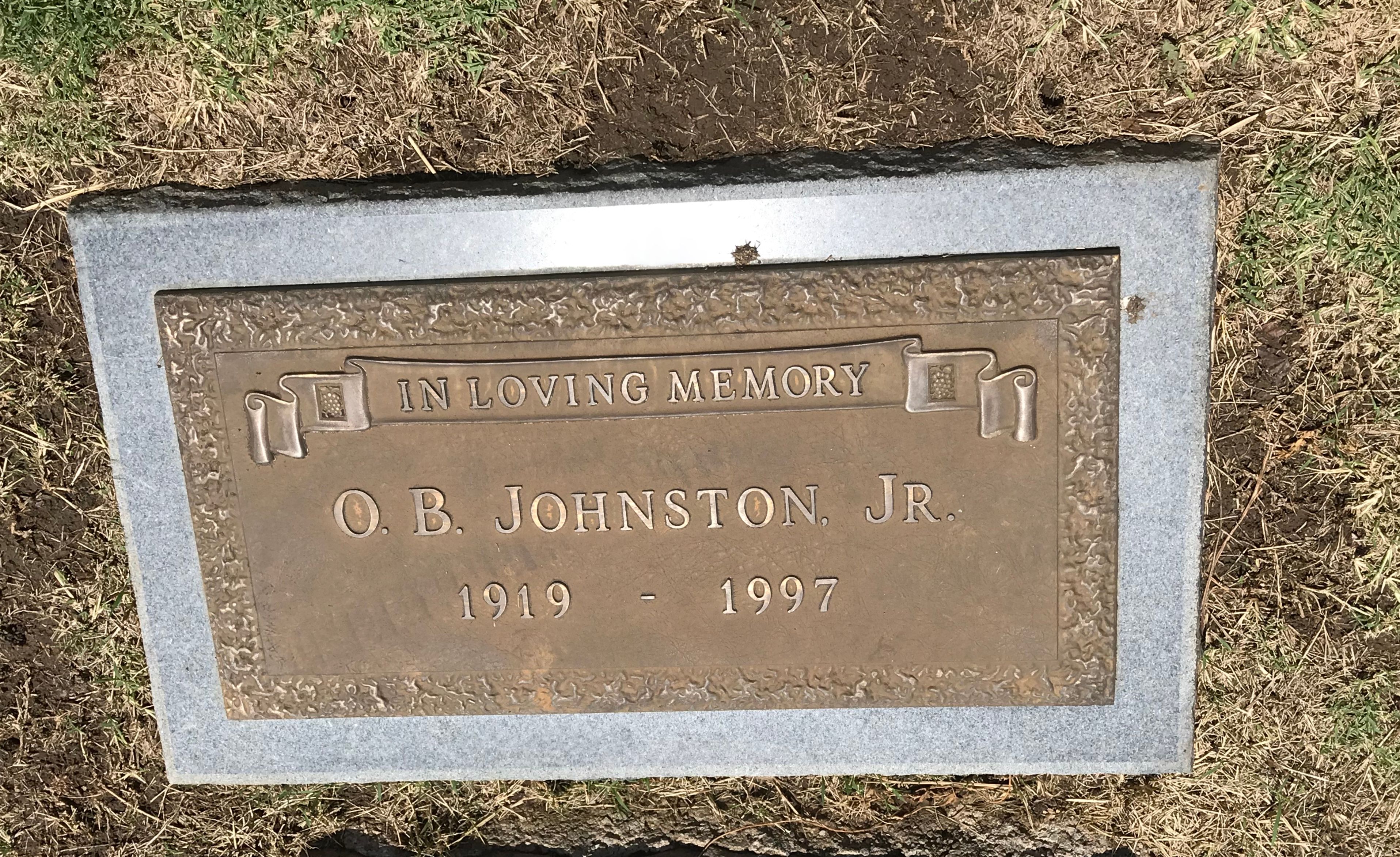 Headstone: O. B. Johnston Jr