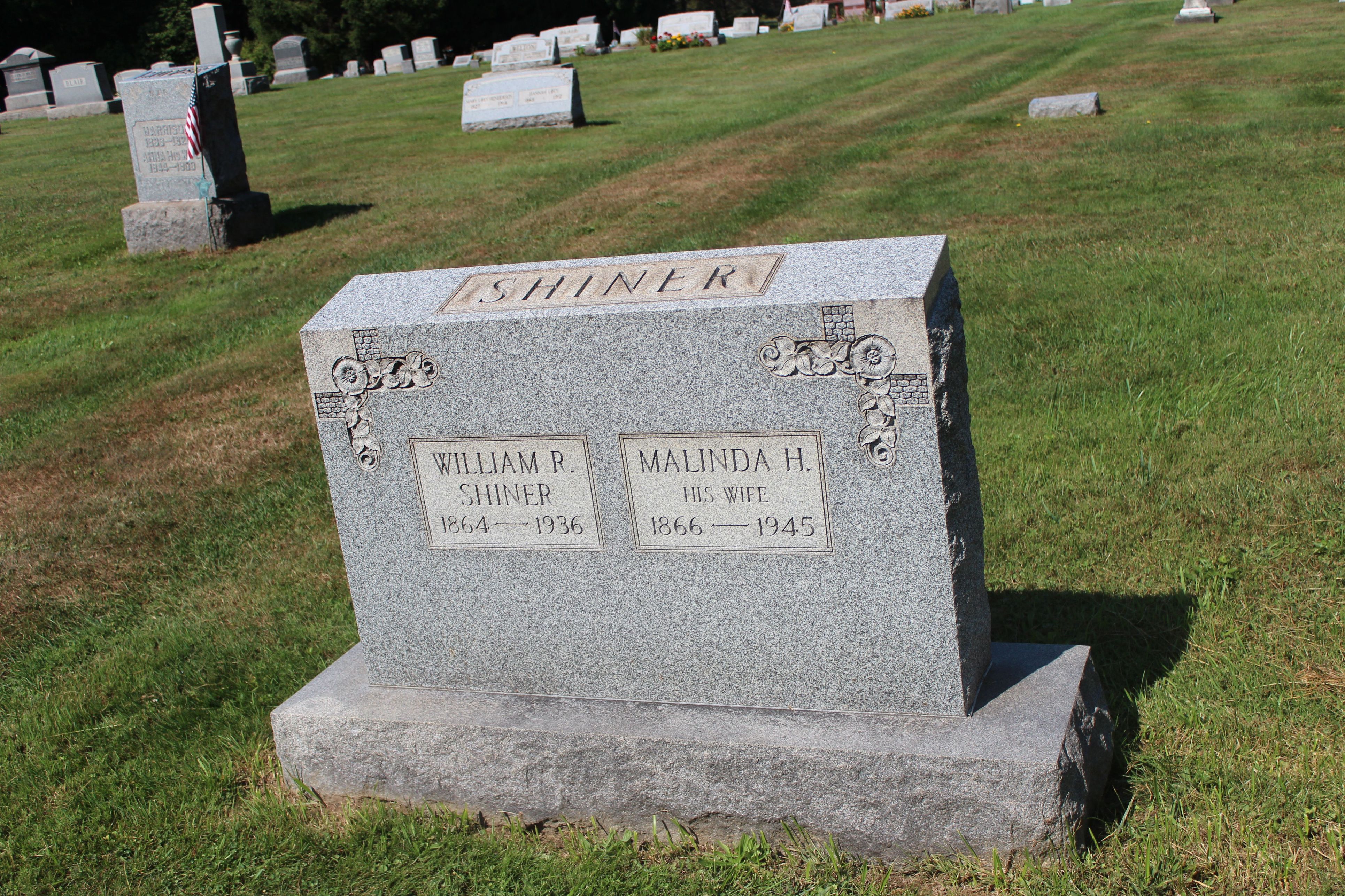 Headstone: Shiner - William R & Malinda H
