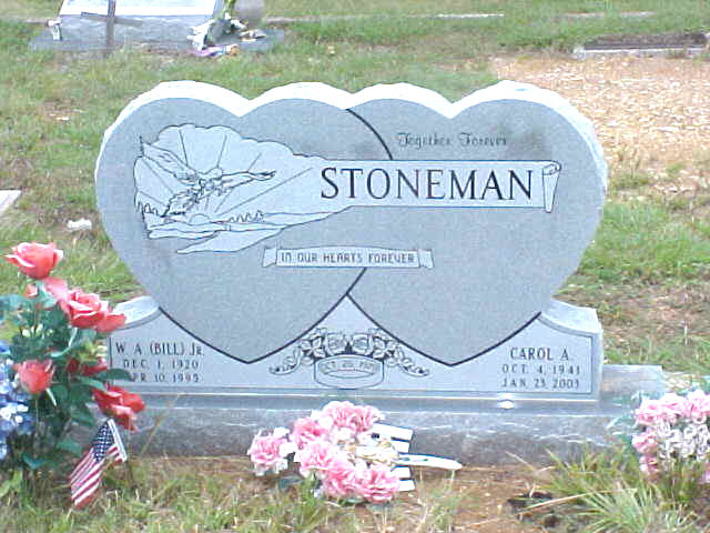 Headstone: Stoneman - W. A. (Bill) Jr & Carol A
