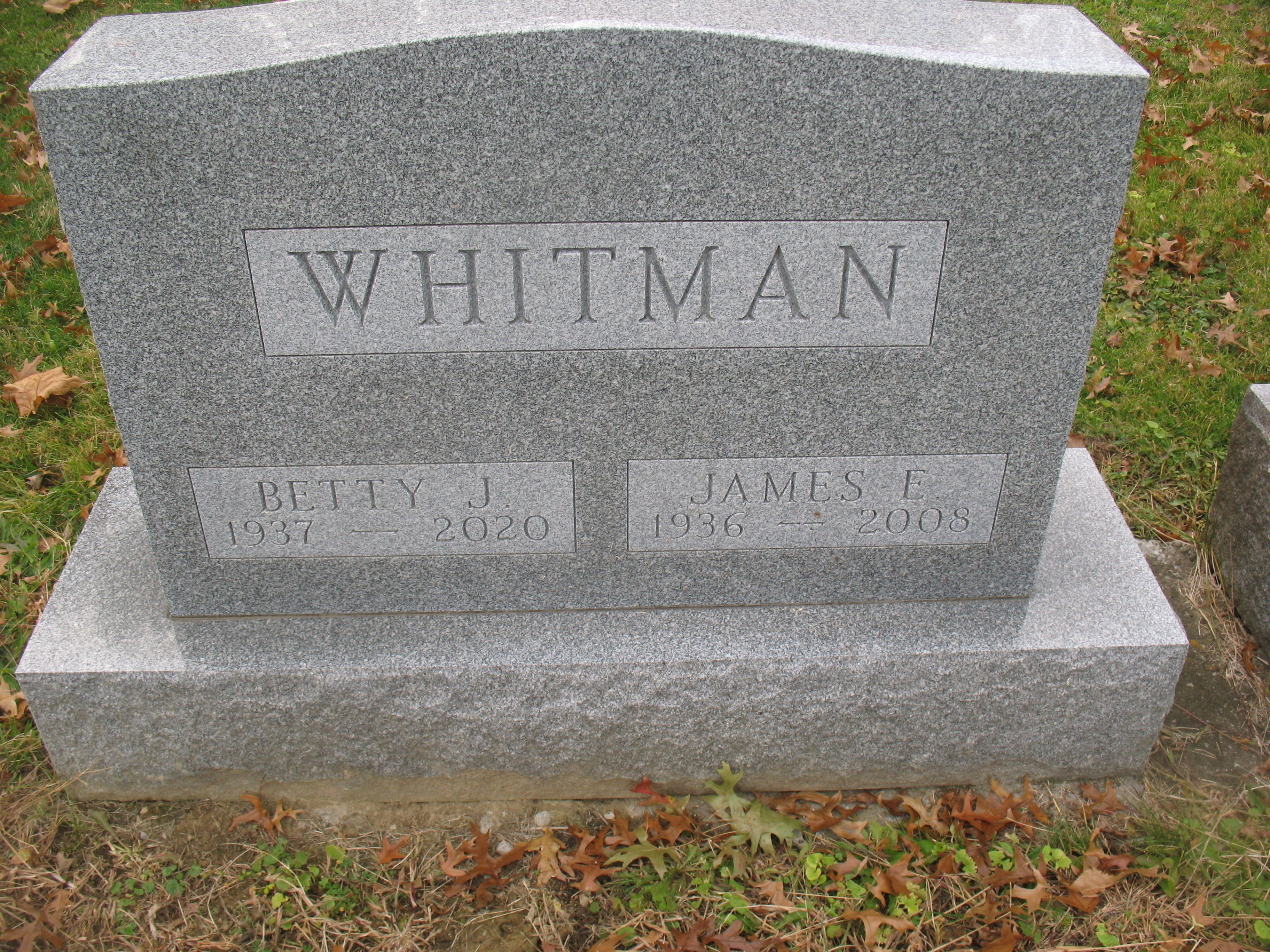 Headstone: Whiteman - Betty J & James E