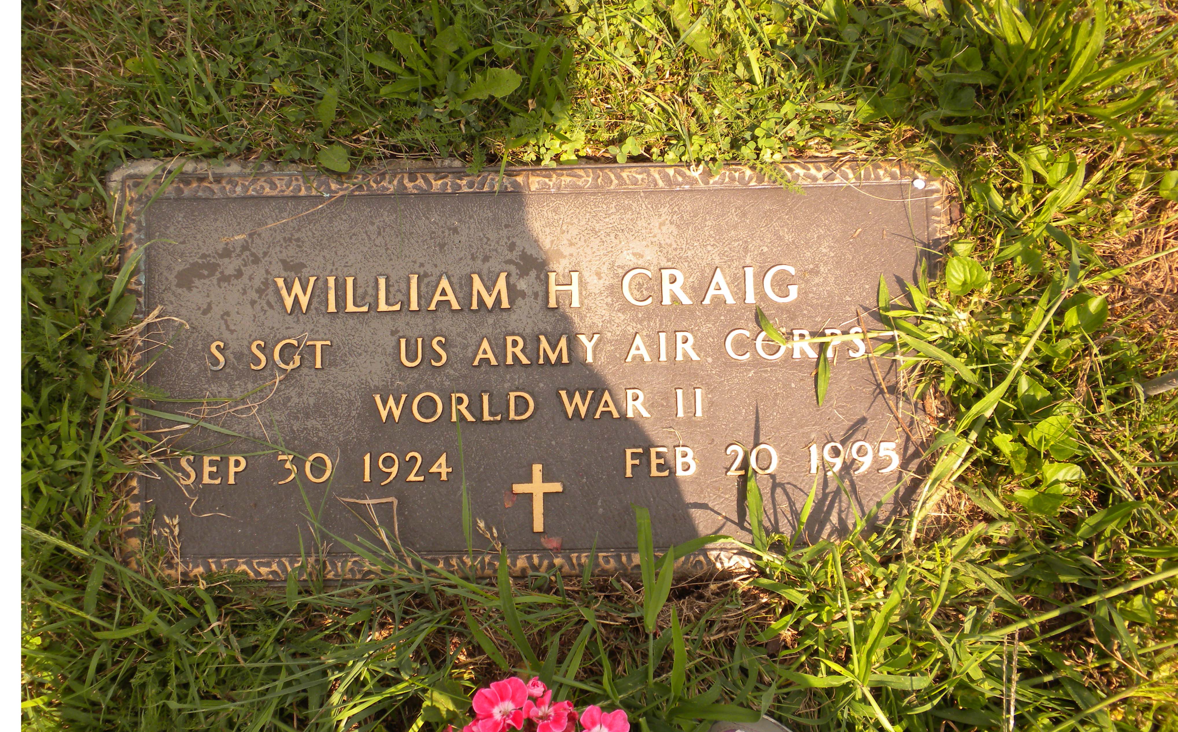 Headstone: William H Craig