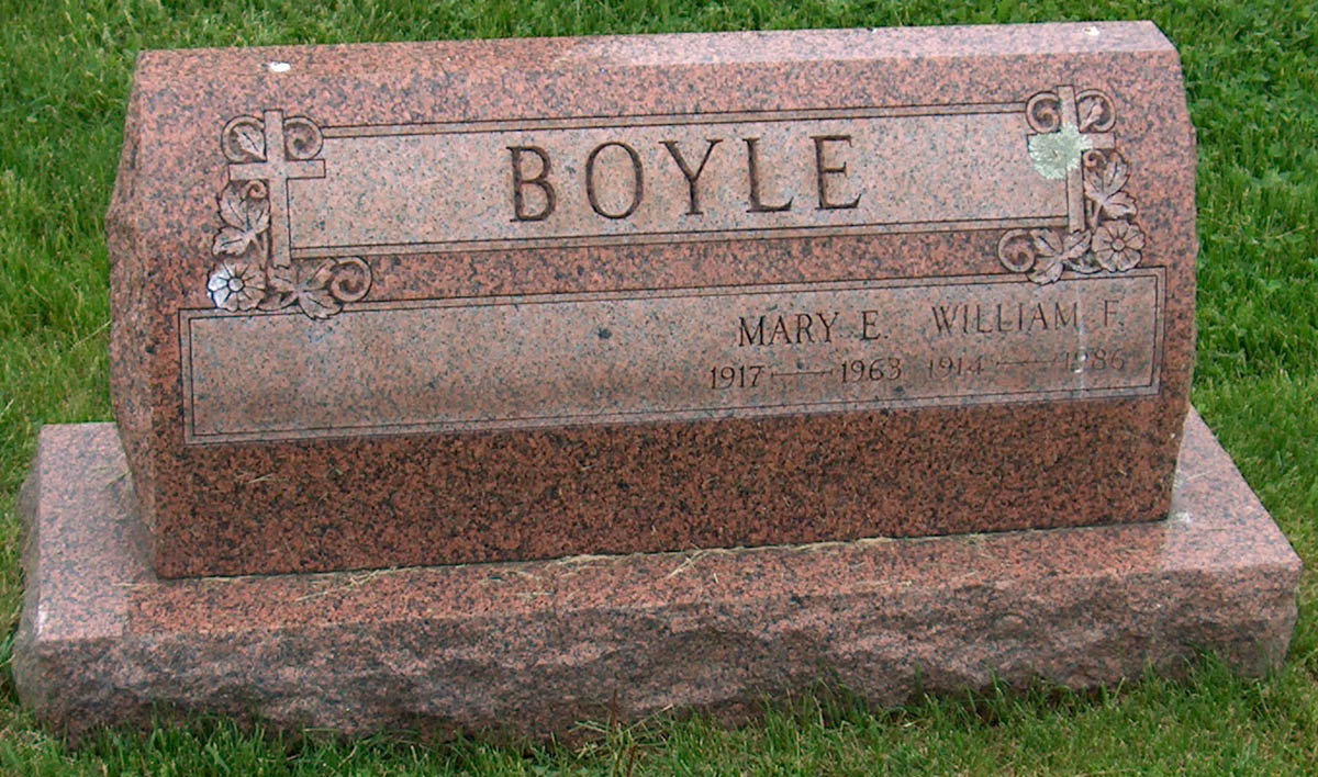Mary Ellen Fisher Boyle & William Francis Boyle Jr. Headstone