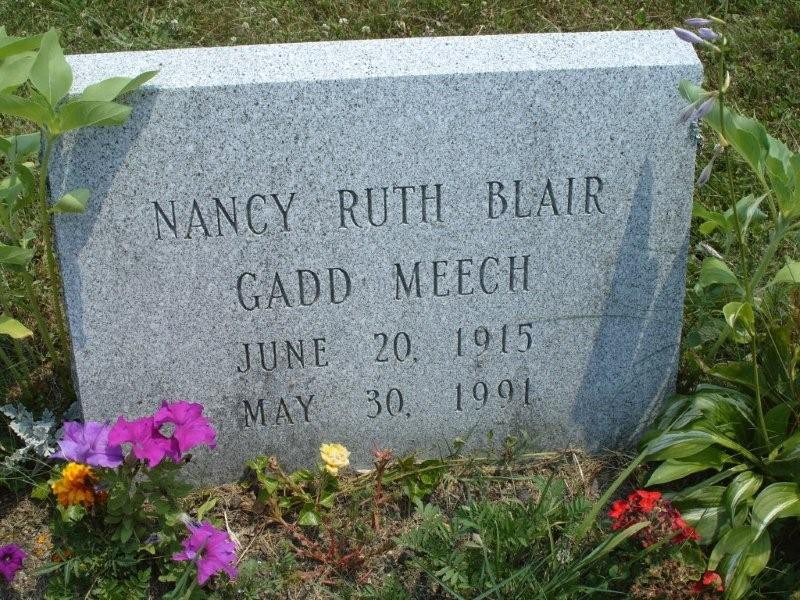 Nancy Ruth (Blair) Gadd Meech tombstone