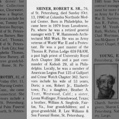Robert K. Shiner Obituary