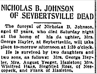 stover johnson nick Wilkes-Barre Times obit